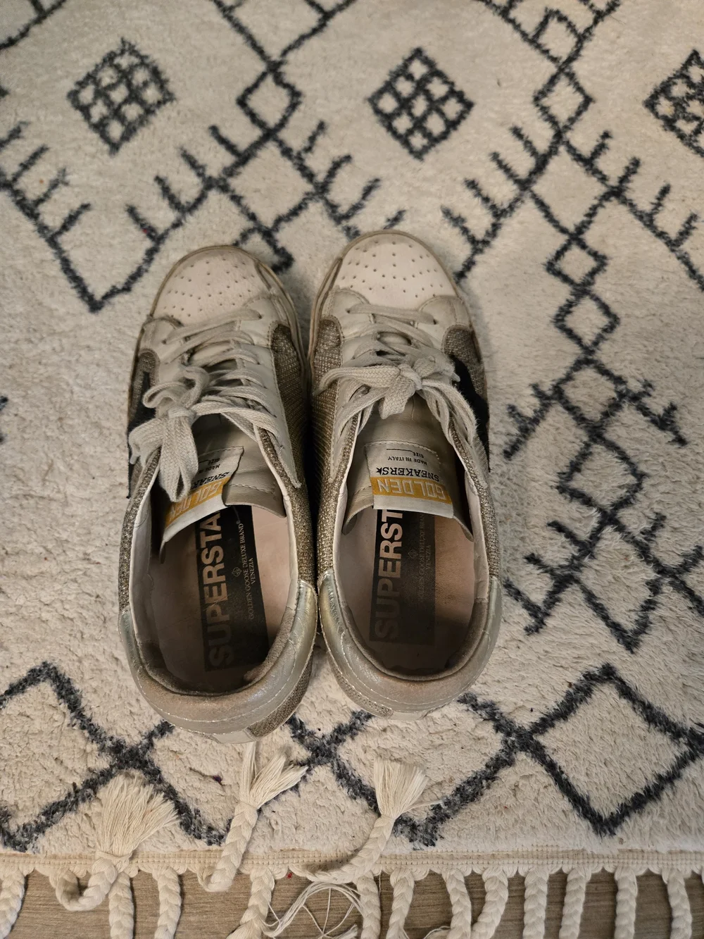 Golden Goose Style Beige Suede Sneakers with Black Star
